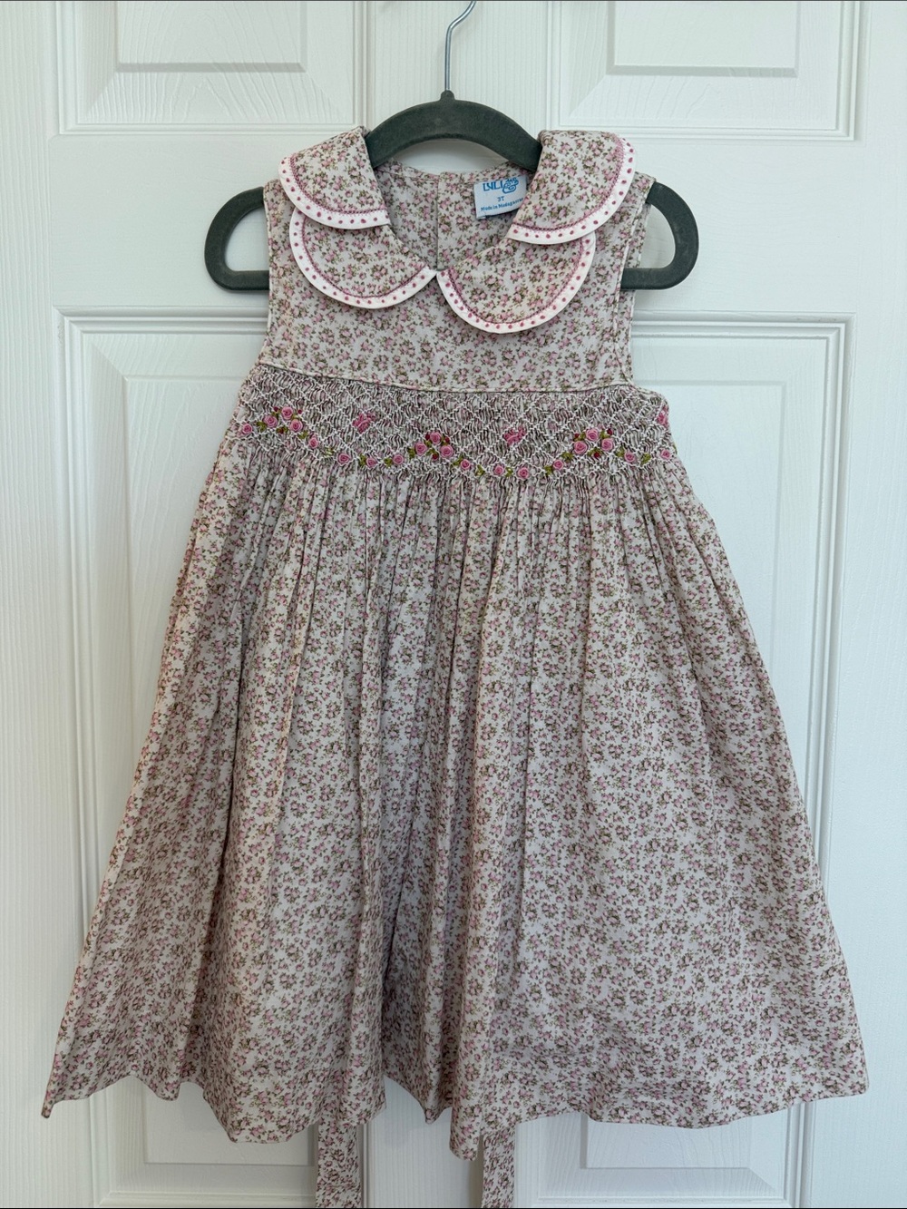 Luli & Me Pink Floral Smocked Girls Dress